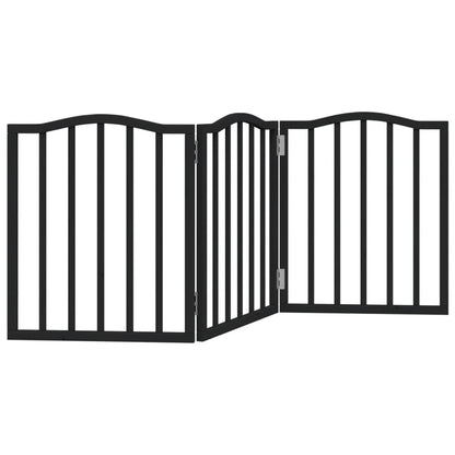 Cancello per Cani Pieghevole 3 Pannelli Nero 150cm Legno Pioppo | homemem39