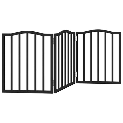 Cancello per Cani Pieghevole 3 Pannelli Nero 150cm Legno Pioppo | homemem39
