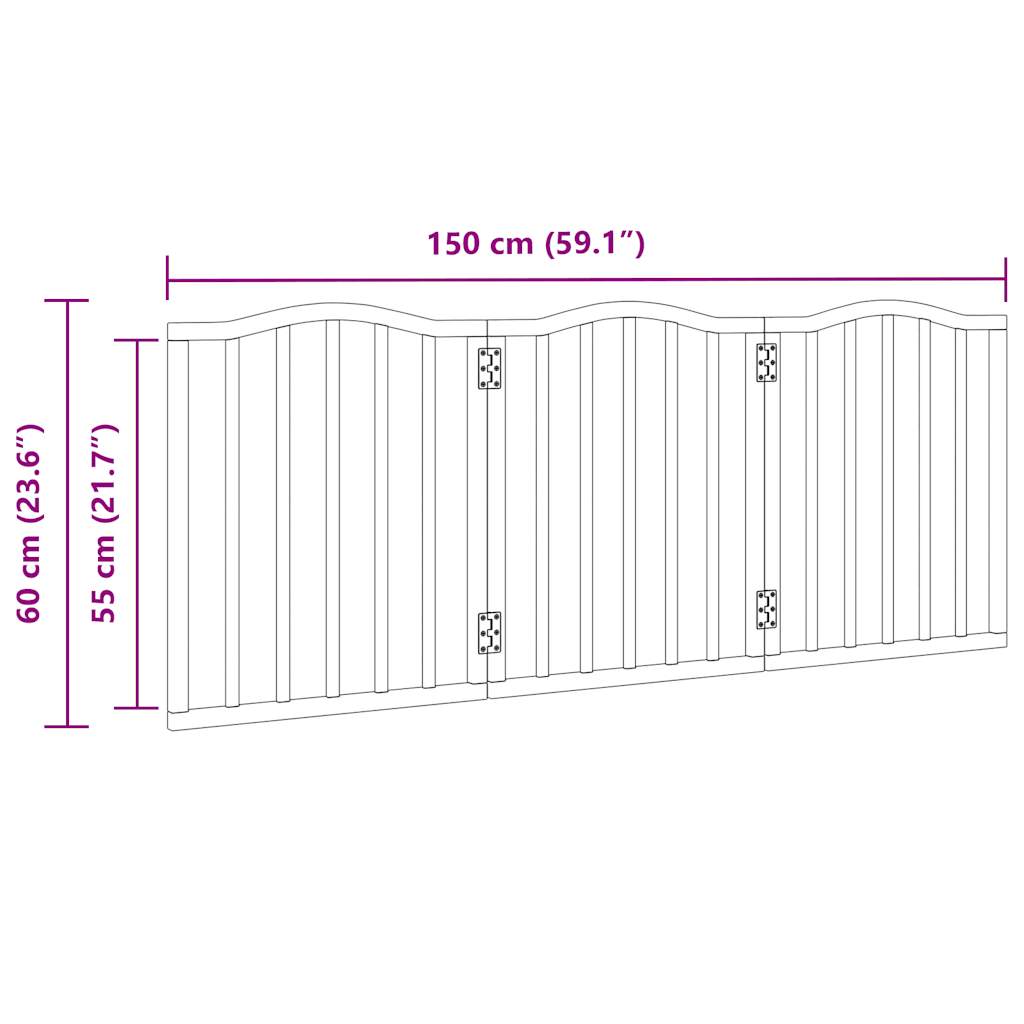 Cancello per Cani Pieghevole 3 Pannelli Nero 150cm Legno Pioppo | homemem39