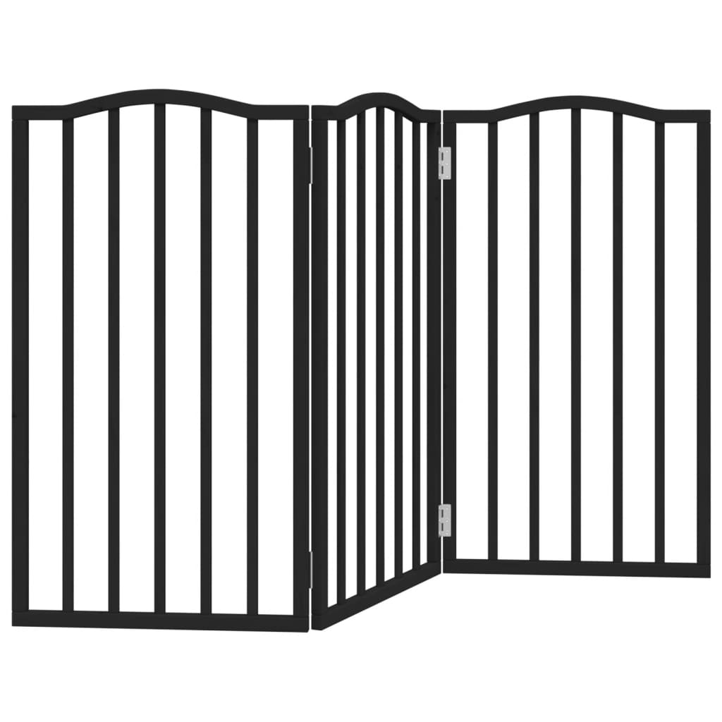 Cancello per Cani Pieghevole 3 Pannelli Nero 150cm Legno Pioppo | homemem39