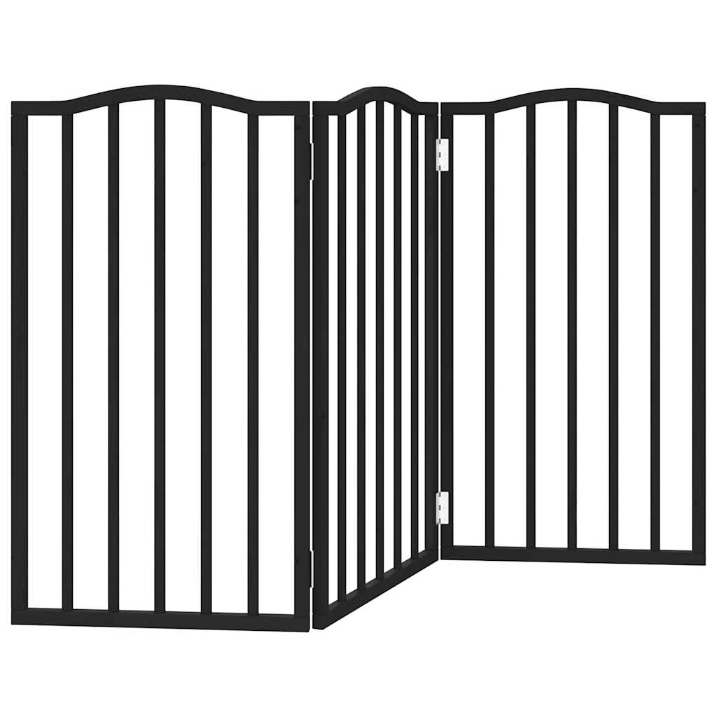Cancello per Cani Pieghevole 3 Pannelli Nero 150cm Legno Pioppo | homemem39