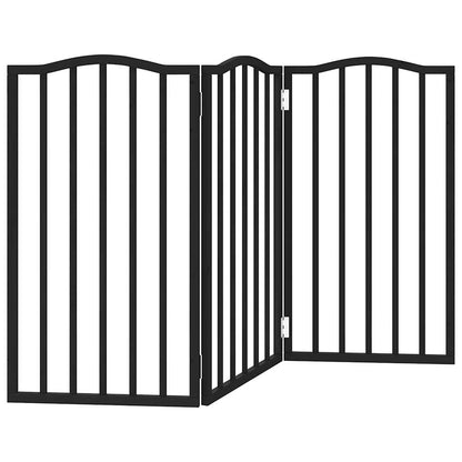 Cancello per Cani Pieghevole 3 Pannelli Nero 150cm Legno Pioppo | homemem39