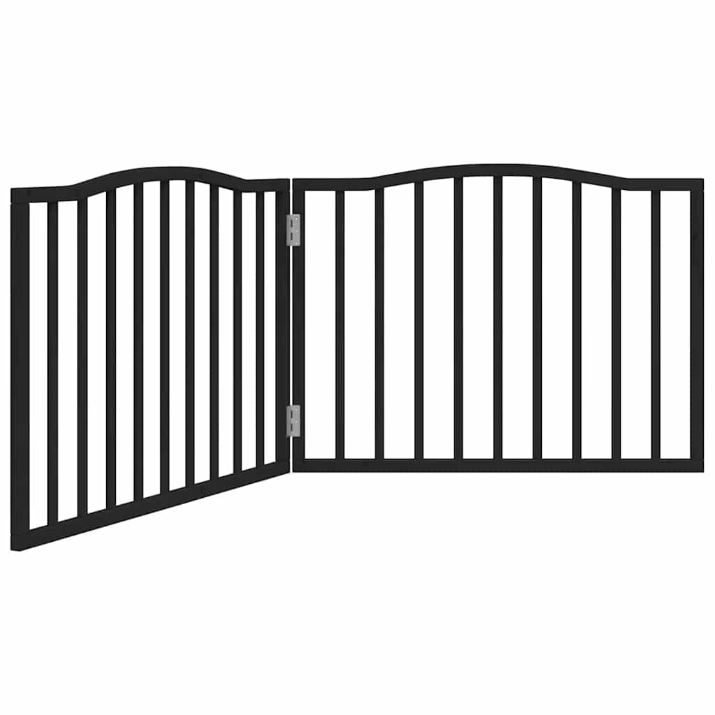 Cancello per Cani Pieghevole 2 Pannelli Nero 160cm Legno Pioppo | homemem39