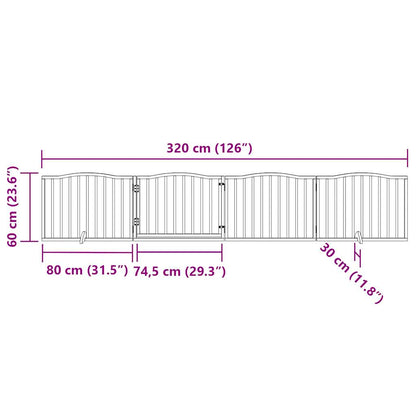 Cancelletto per cani con porta pieghevole 4 pannelli nero 320 cm in legno di pioppo | homemem39