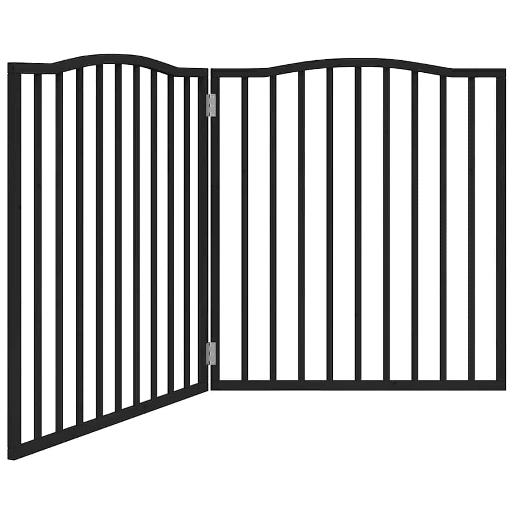 Cancello per Cani Pieghevole 2 Pannelli Nero 160cm Legno Pioppo | homemem39