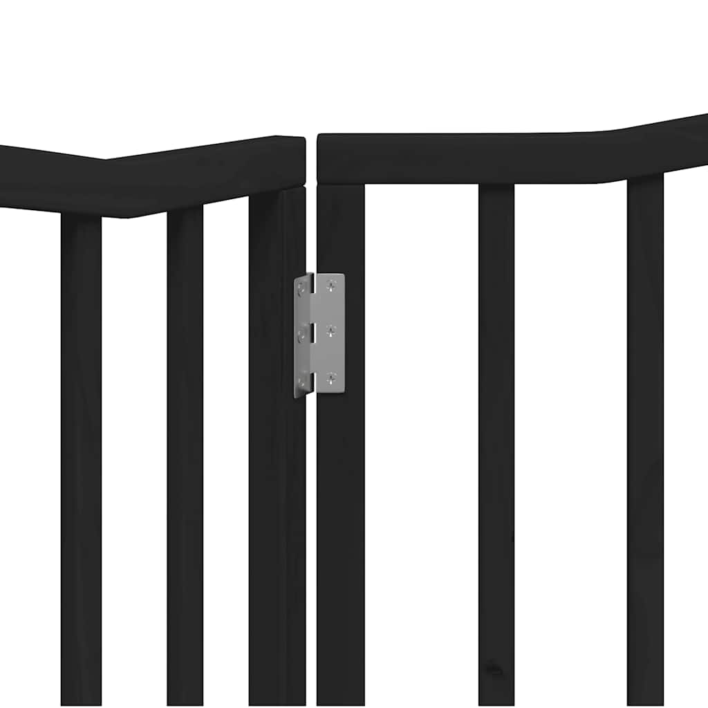 Cancello per Cani Pieghevole 2 Pannelli Nero 160cm Legno Pioppo | homemem39