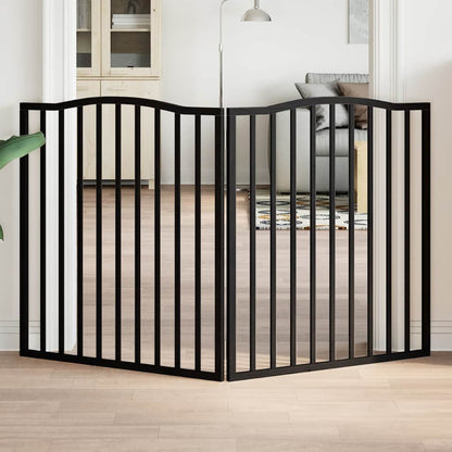 Cancello per Cani Pieghevole 2 Pannelli Nero 160cm Legno Pioppo | homemem39