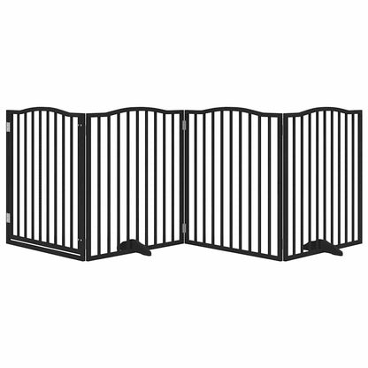 Cancello per Cani Porta Pieghevole Nero 4 Pannelli 320cm Pioppo | homemem39