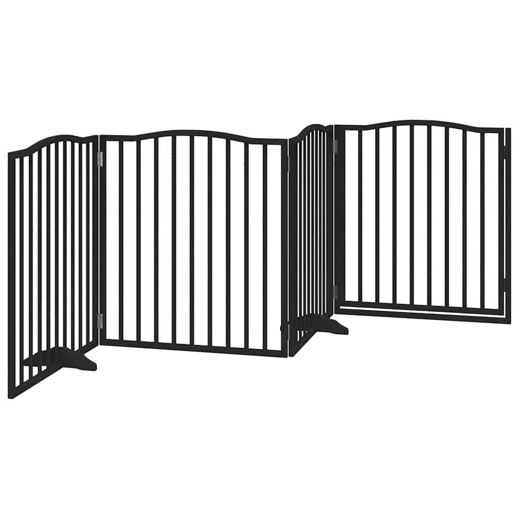 Cancello per Cani Porta Pieghevole Nero 4 Pannelli 320cm Pioppo | homemem39