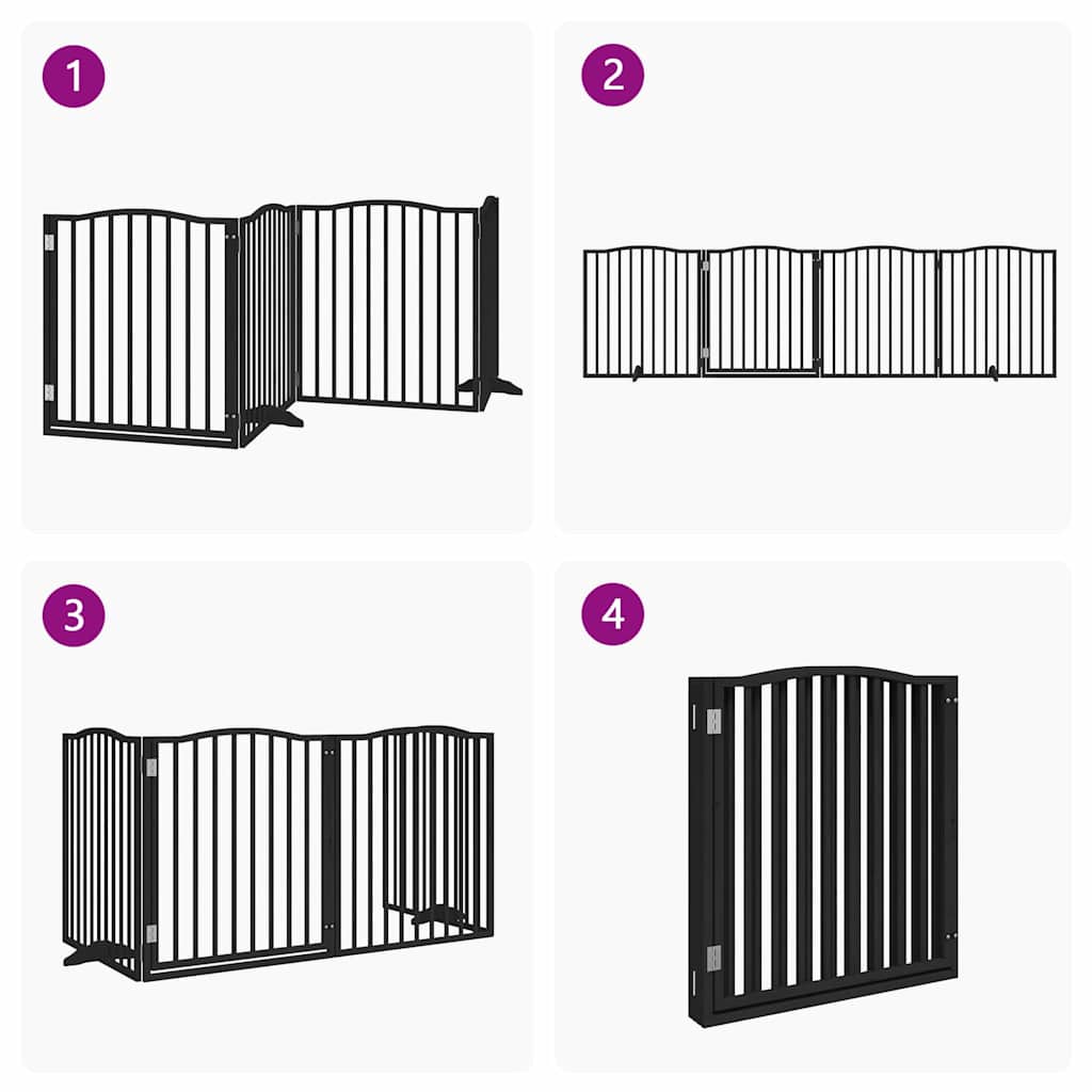 Cancello per Cani Porta Pieghevole Nero 4 Pannelli 320cm Pioppo | homemem39