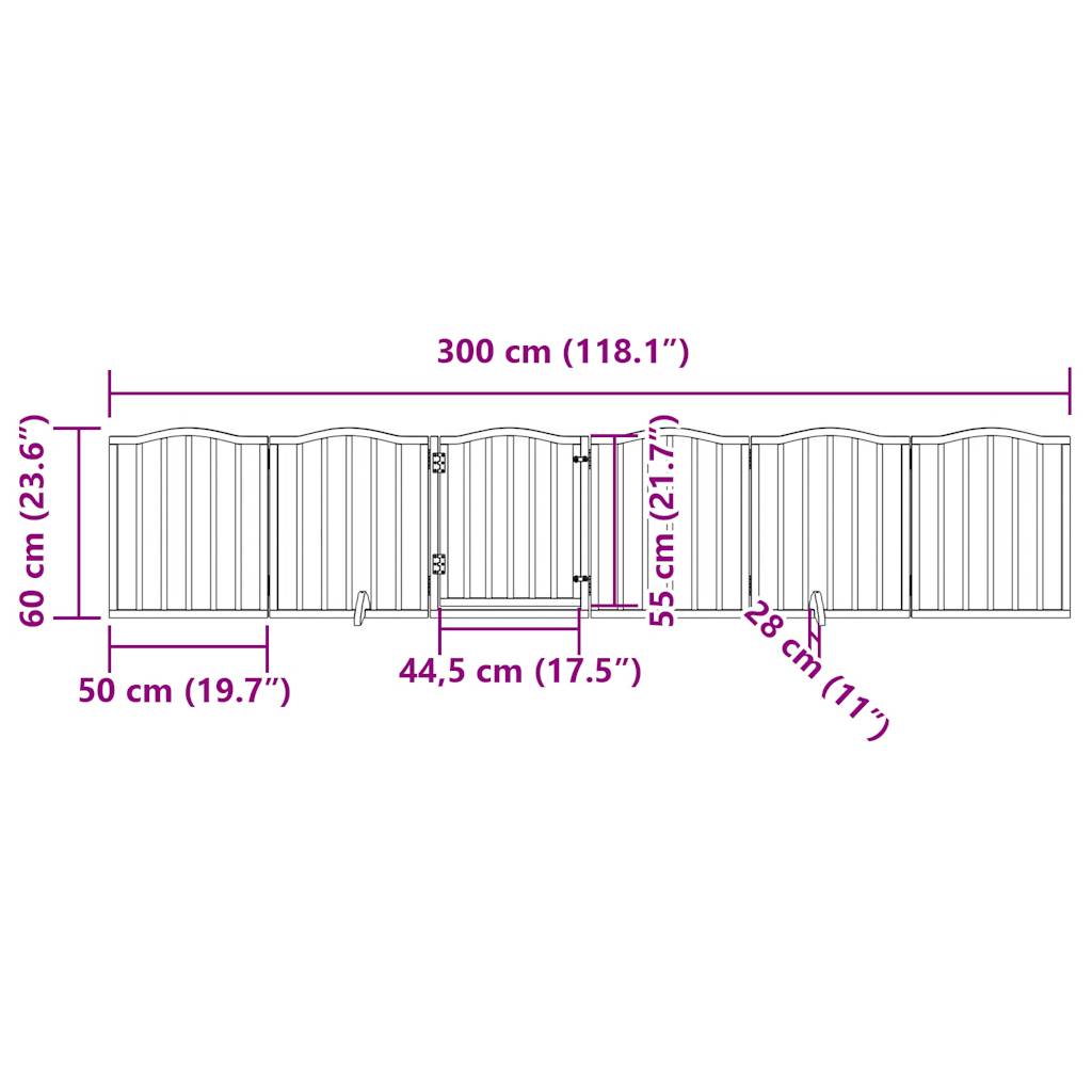 Cancello Cani Pieghevole Rovere Marrone 6 Pannelli 300cm Pioppo | homemem39