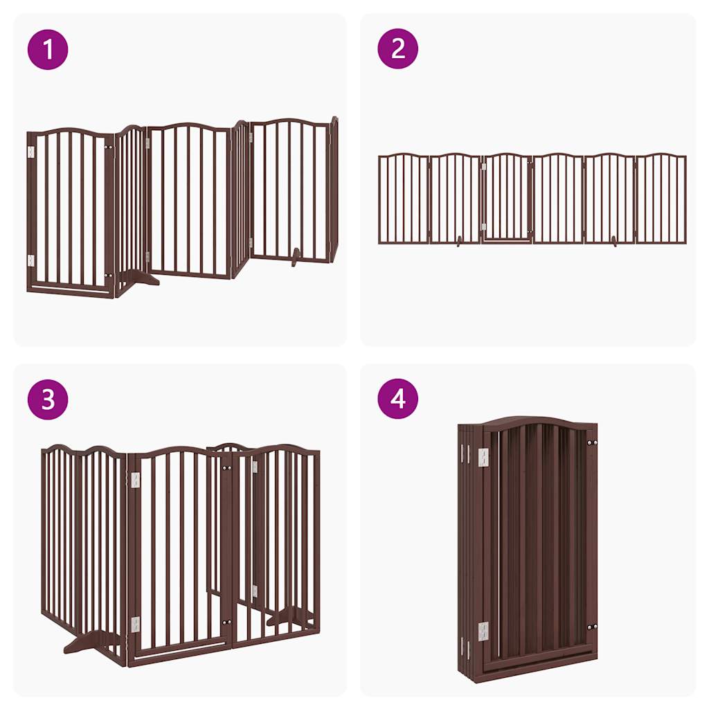 Cancello Cani Pieghevole Rovere Marrone 6 Pannelli 300cm Pioppo | homemem39