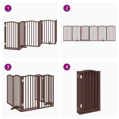 Cancello Cani Pieghevole Rovere Marrone 6 Pannelli 300cm Pioppo | homemem39