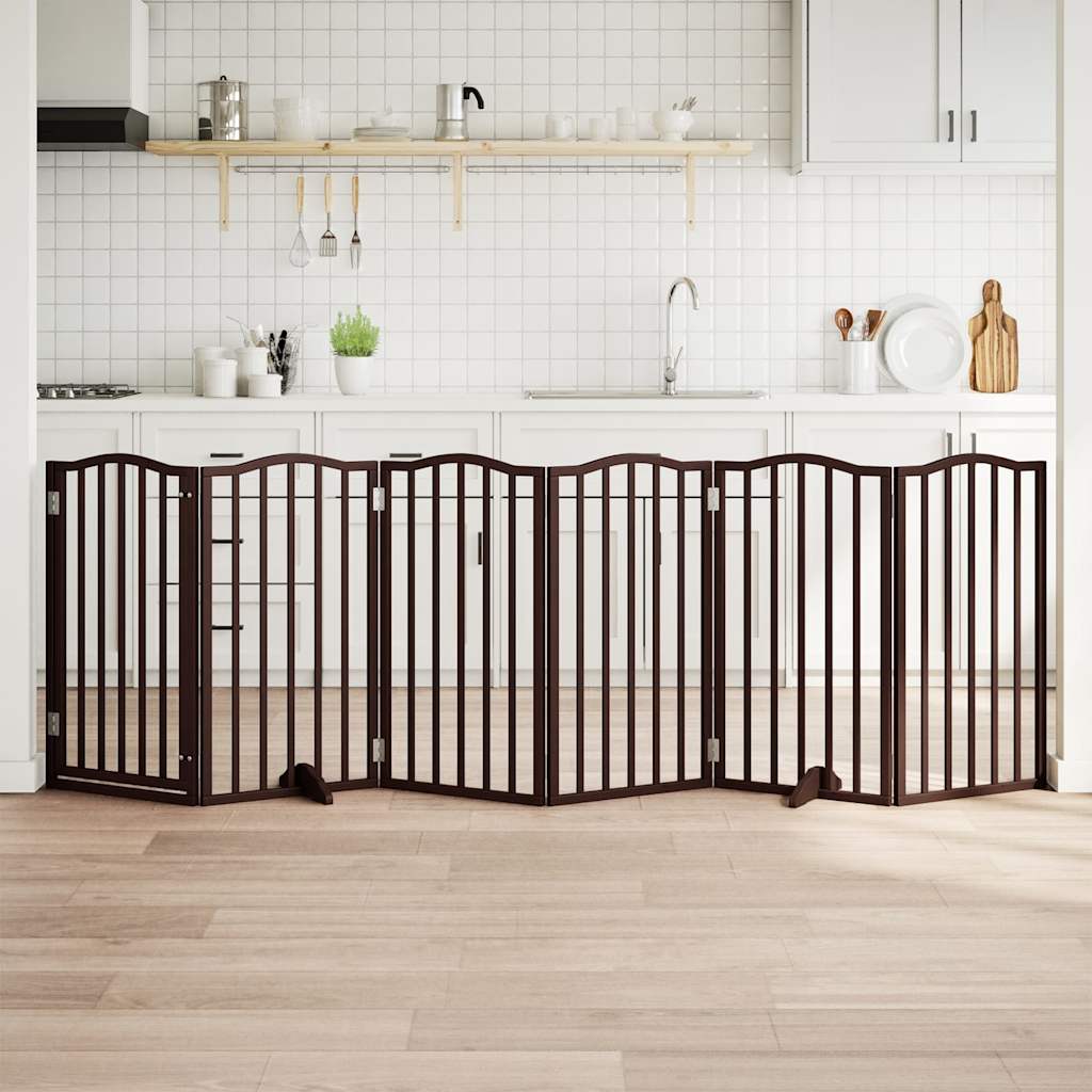 Cancello Cani Pieghevole Rovere Marrone 6 Pannelli 300cm Pioppo | homemem39