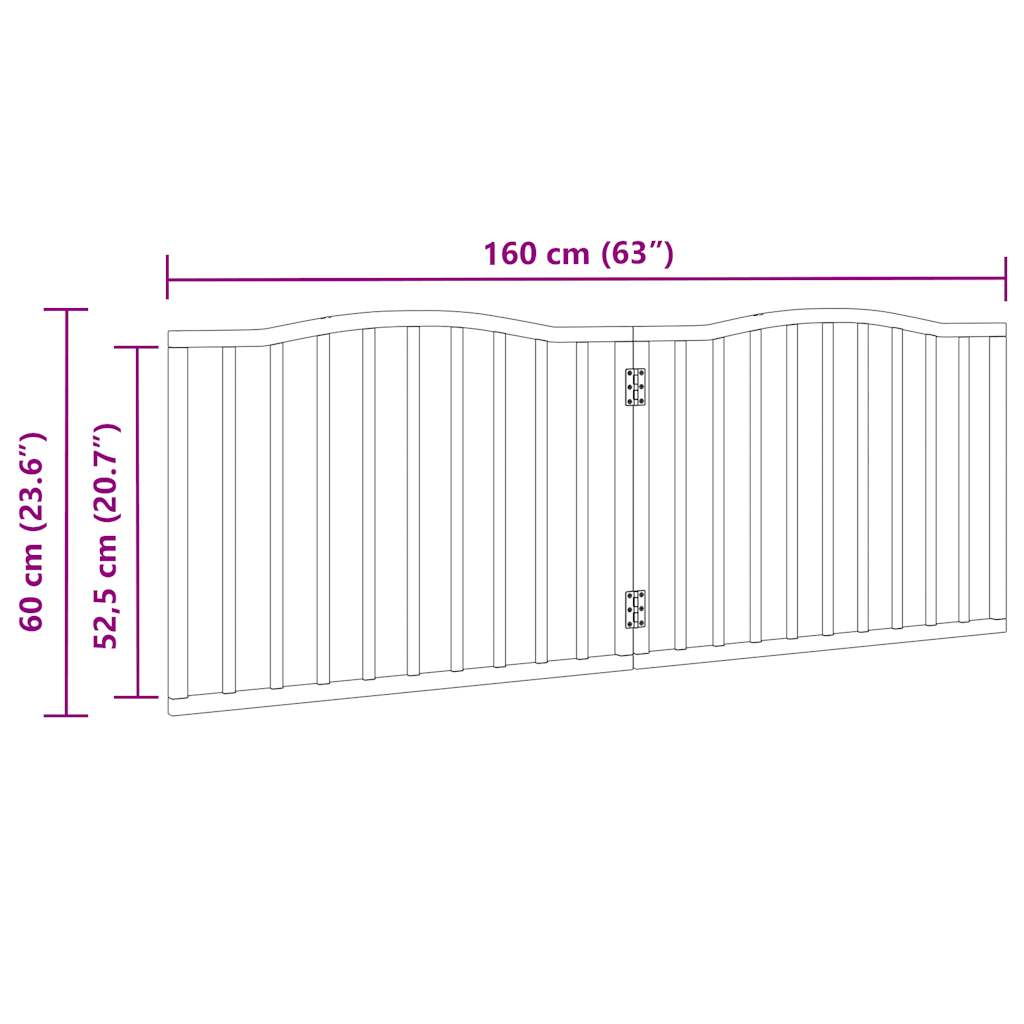 Cancello Cani Pieghevole 2 Pannelli Marrone 160cm Legno Pioppo | homemem39