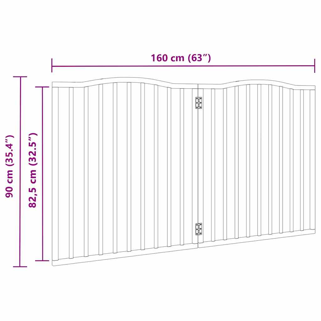 Cancello Cani Pieghevole 2 Pannelli Marrone 160cm Legno Pioppo | homemem39