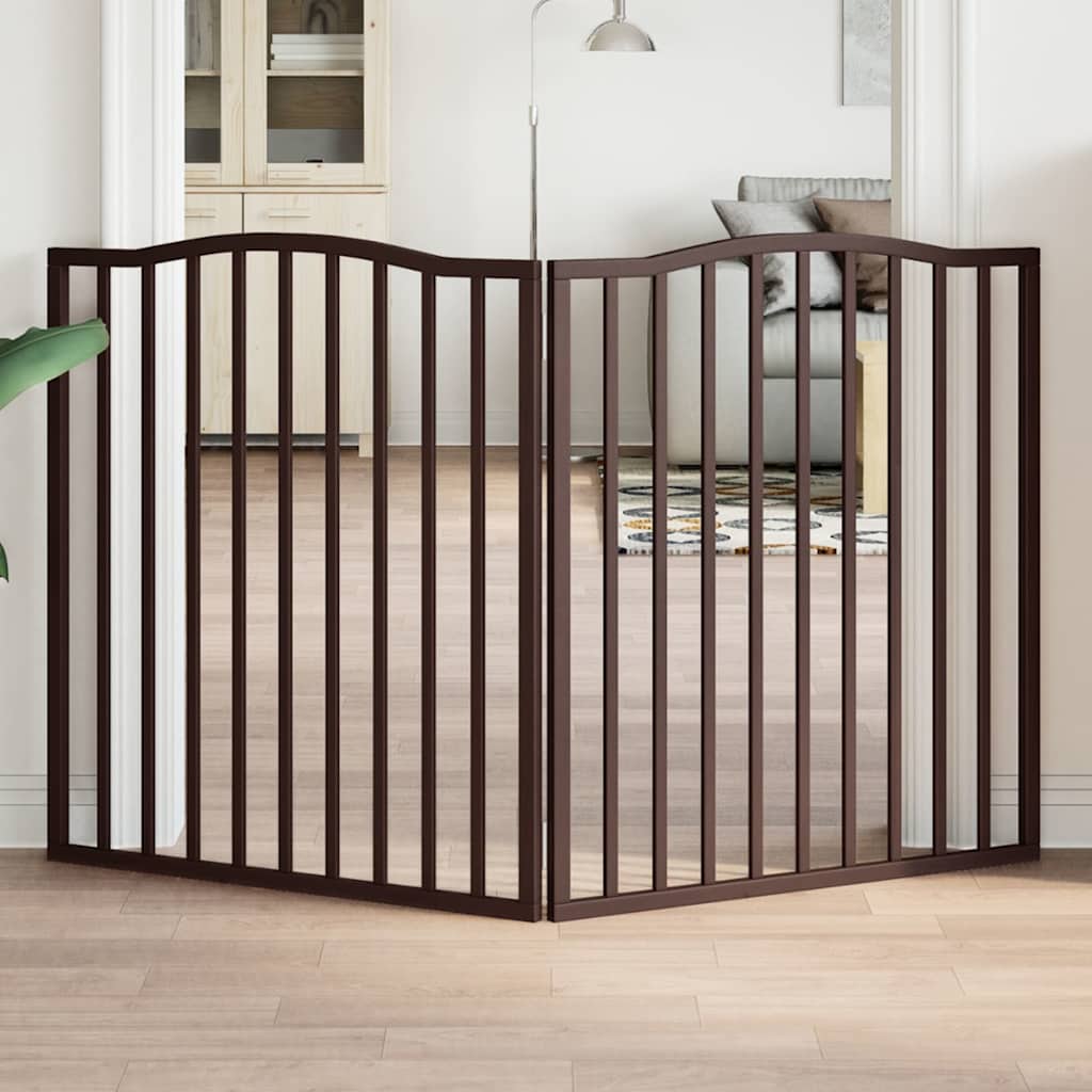 Cancello Cani Pieghevole 2 Pannelli Marrone 160cm Legno Pioppo | homemem39