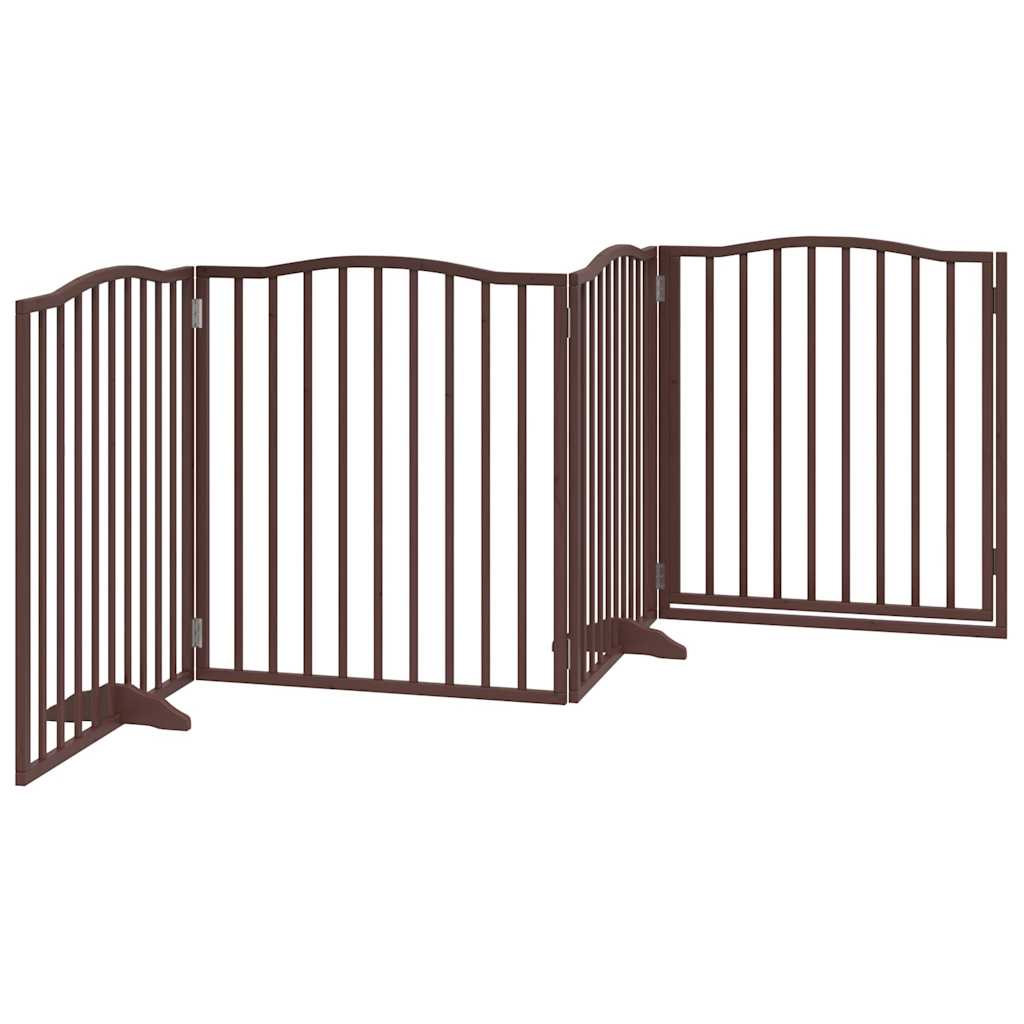 Cancello Cani Porta Pieghevole Marrone 4 Pannelli 320cm Pioppo | homemem39