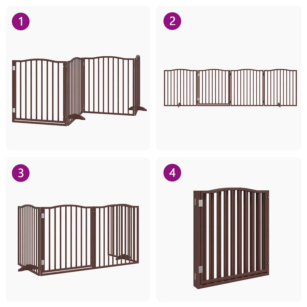 Cancello Cani Porta Pieghevole Marrone 4 Pannelli 320cm Pioppo | homemem39