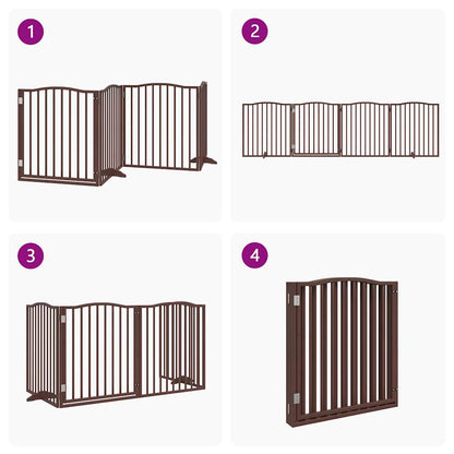 Cancello Cani Porta Pieghevole Marrone 4 Pannelli 320cm Pioppo | homemem39
