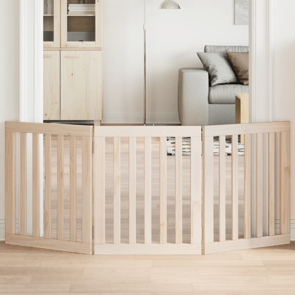 Cancelletto per cani pieghevole a 3 pannelli 150 cm in legno di pioppo | homemem39
