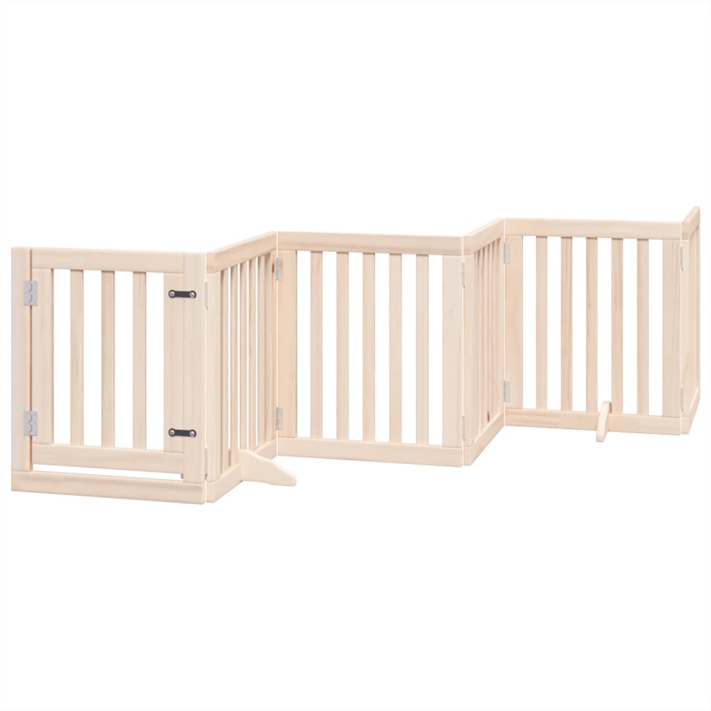 Cancelletto per cani con porta pieghevole 6 pannelli 300 cm in legno di pioppo | homemem39
