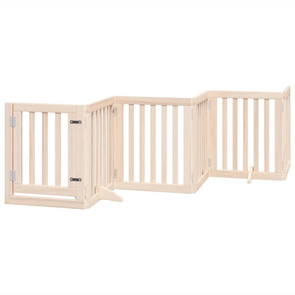 Cancelletto per cani con porta pieghevole 6 pannelli 300 cm in legno di pioppo | homemem39