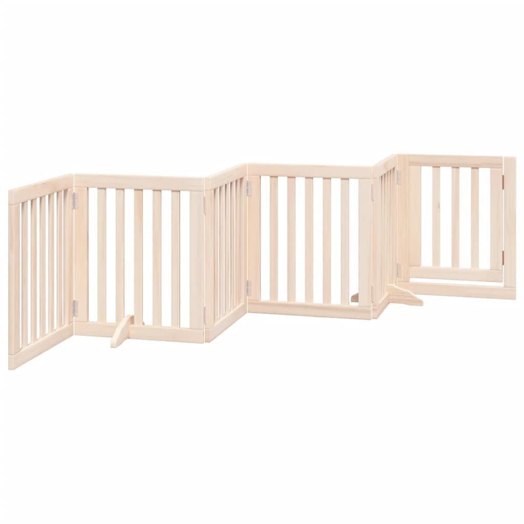 Cancelletto per cani con porta pieghevole 6 pannelli 300 cm in legno di pioppo | homemem39