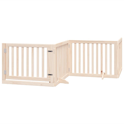 Cancelletto per cani con porta pieghevole 4 pannelli 320 cm in legno di pioppo | homemem39