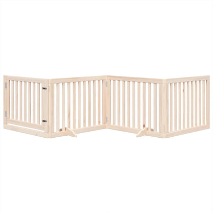 Cancelletto per cani con porta pieghevole 4 pannelli 320 cm in legno di pioppo | homemem39