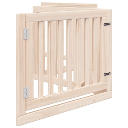Cancelletto per cani con porta pieghevole 4 pannelli 320 cm in legno di pioppo | homemem39