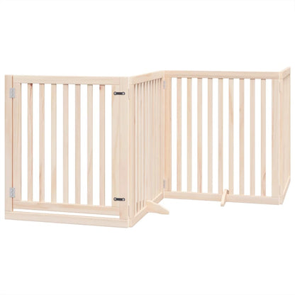 Cancello per Cani con Porta Pieghevole 4 Pannelli 320 cm Pioppo | homemem39
