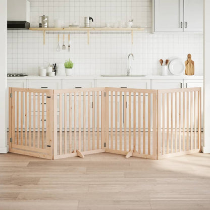 Cancello per Cani con Porta Pieghevole 4 Pannelli 320 cm Pioppo | homemem39