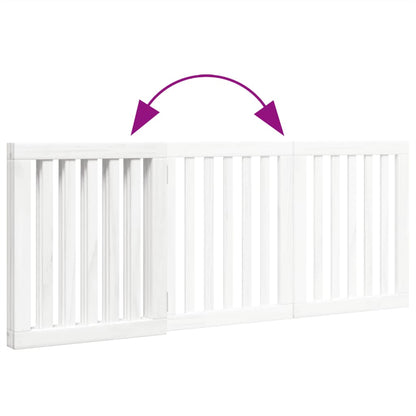 Cancello per Cani Pieghevole 3 Pannelli Bianco 150 cm Pioppo | homemem39