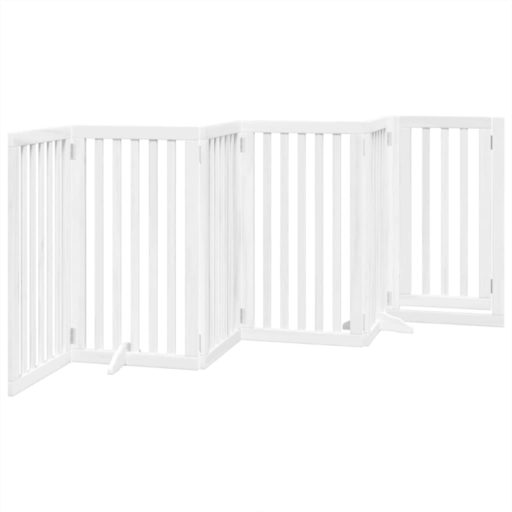 Cancello Cani Porta Pieghevole Bianco 6 Pannelli 300 cm Pioppo | homemem39