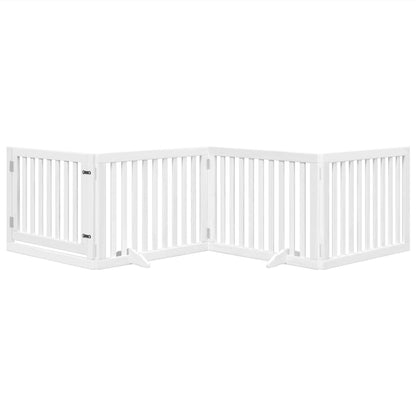 Cancello Cani Porta Pieghevole Bianco 4 Pannelli 320 cm Pioppo | homemem39