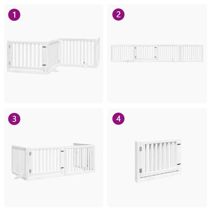Cancello Cani Porta Pieghevole Bianco 4 Pannelli 320 cm Pioppo | homemem39