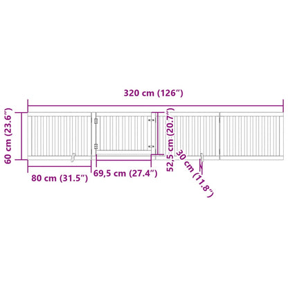 Cancello Cani Porta Pieghevole Bianco 4 Pannelli 320 cm Pioppo | homemem39