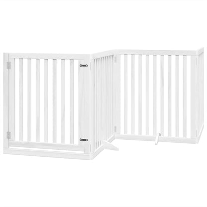 Cancello Cani Porta Pieghevole Bianco 4 Pannelli 320 cm Pioppo | homemem39