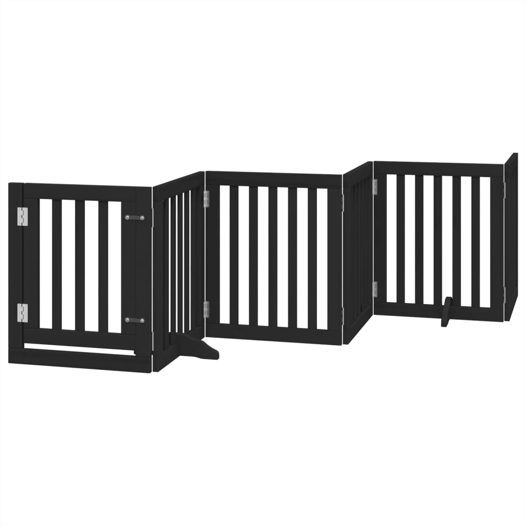 Cancello per Cani Porta Pieghevole Nero 6 Pannelli 300cm Pioppo | homemem39