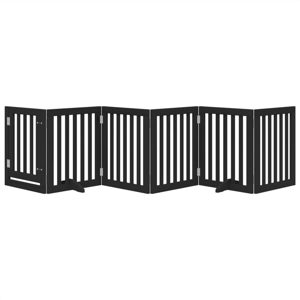Cancello per Cani Porta Pieghevole Nero 6 Pannelli 300cm Pioppo | homemem39