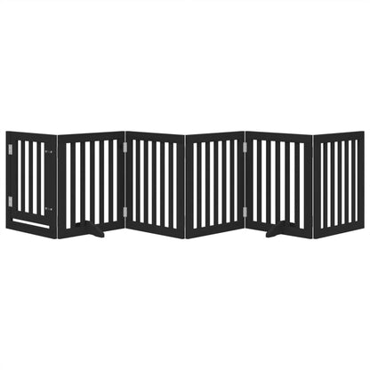 Cancello per Cani Porta Pieghevole Nero 6 Pannelli 300cm Pioppo | homemem39