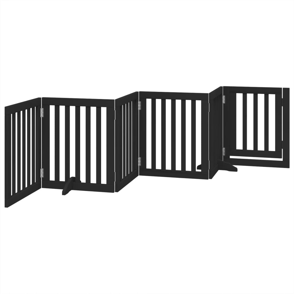 Cancello per Cani Porta Pieghevole Nero 6 Pannelli 300cm Pioppo | homemem39