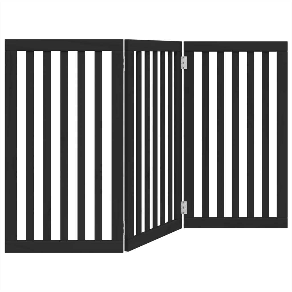 Cancello per Cani Pieghevole 3 Pannelli Nero 150cm Legno Pioppo | homemem39