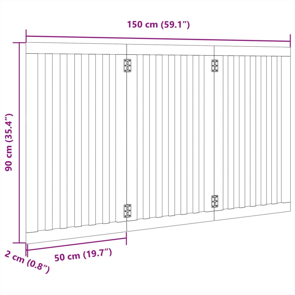 Cancello per Cani Pieghevole 3 Pannelli Nero 150cm Legno Pioppo | homemem39