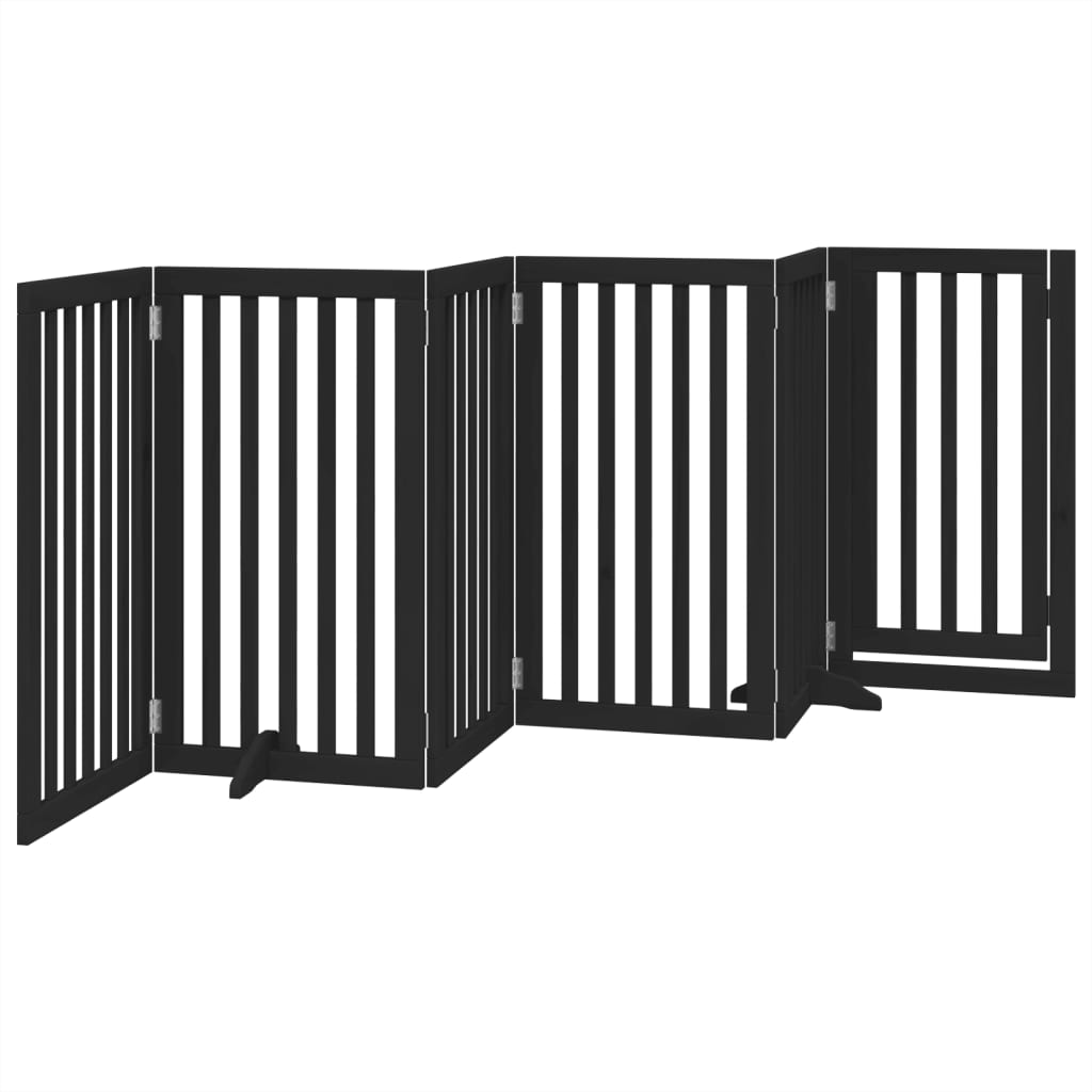 Cancello per Cani Porta Pieghevole Nero 6 Pannelli 300cm Pioppo | homemem39