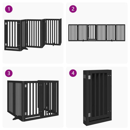 Cancello per Cani Porta Pieghevole Nero 6 Pannelli 300cm Pioppo | homemem39