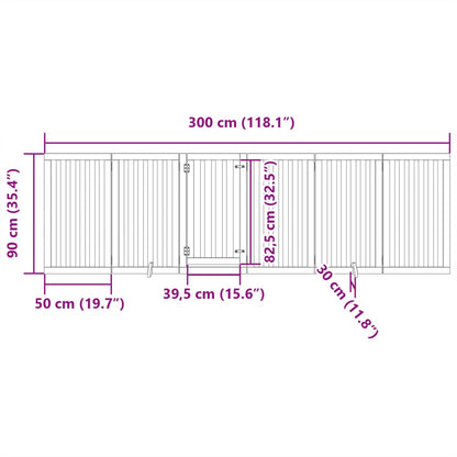 Cancello per Cani Porta Pieghevole Nero 6 Pannelli 300cm Pioppo | homemem39