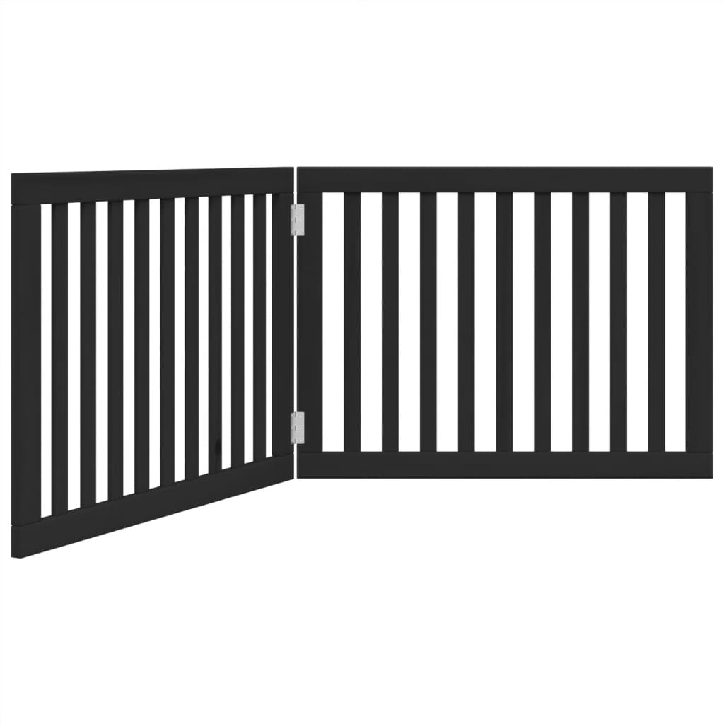 Cancello per Cani Pieghevole 2 Pannelli Nero 160cm Legno Pioppo | homemem39