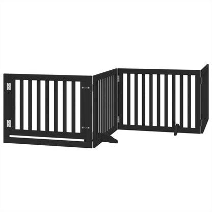 Cancello per Cani Porta Pieghevole Nero 4 Pannelli 320cm Pioppo | homemem39